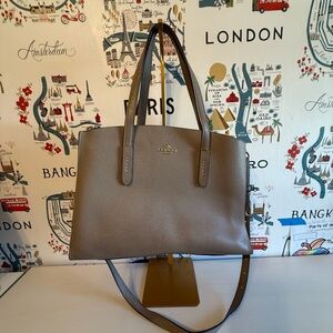 Coach Charlie Carryall Taupe Leather Tote Bag